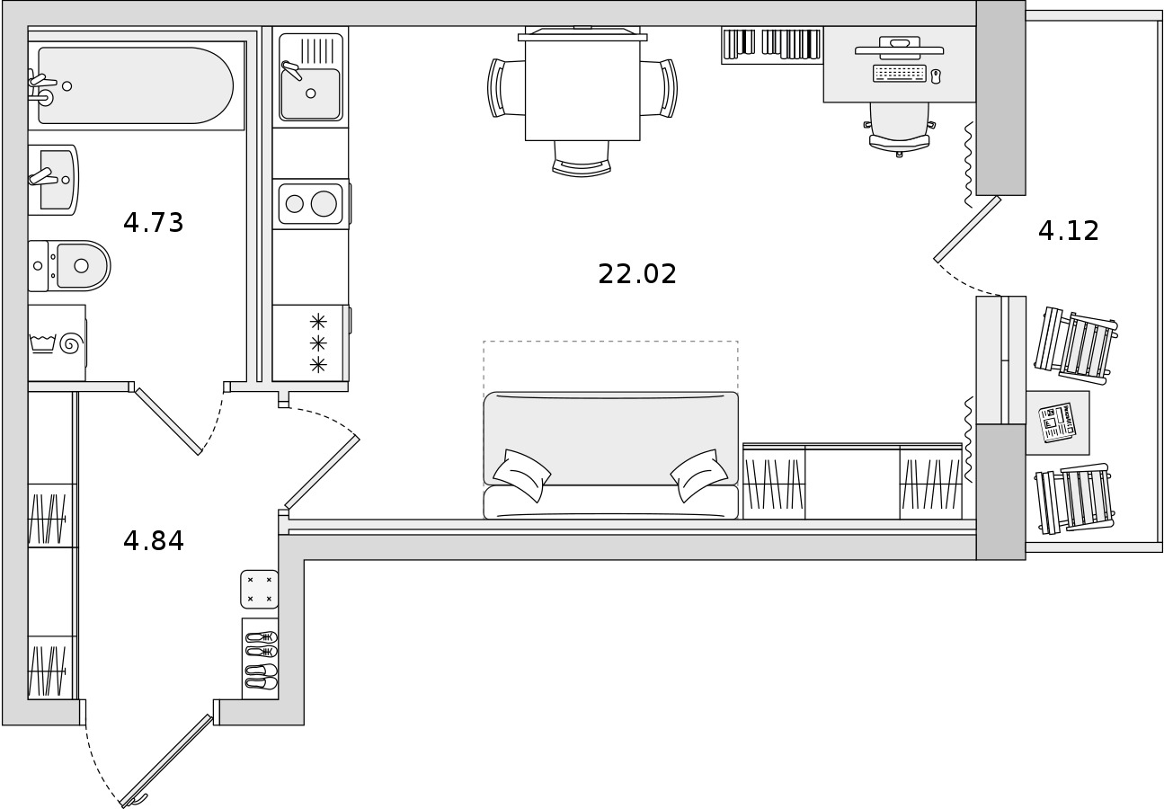 Квартира студия 31.59 м², 18/19 эт., ЖК «Город Первых»